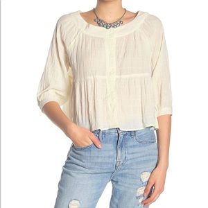 FREE PEOPLE Sea To Shore Cream Button Down Top